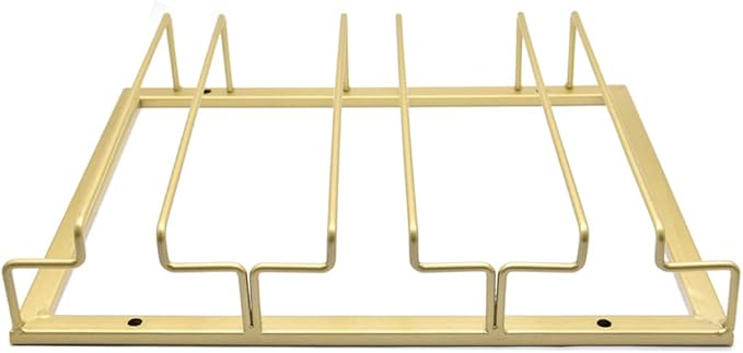 Hoshen Goblet Wine Glass Rack, 11.8 inches Under Cabinet Wine Wine Glass Rack, Glass Storage Rack, Bar Hanging Wine Wine Glass Rack, (3 Rows) Gold