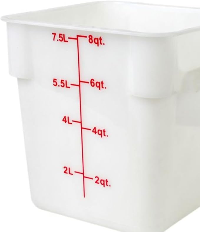 TrueCraftware- 8 Qt. Polypropylene Square Food Storage Container White- Commercial Food Storage Containers Meal Prep Containers Reusable Food Containers for Pantry Kitchen Storage Organization