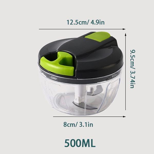 Vegetable Chopper Manual Food Processor, Portable Hand Pull String Garlic Mincer Onion Cutter for Veggies, Ginger, Fruits, Nuts Kitchen Cooking, Herbs, etc., 500ml, Kitchen Cooking Tool