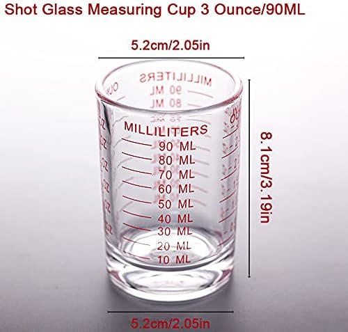 Shot Glass Measuring Cup 3 Ounce/90ML Liquid Heavy High Espresso Glass Cup 2 pcs by TIYOORTA (Red 90ML 2PCS)