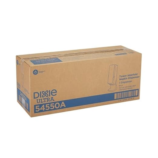 Dixie Ultra Tower Interfold Napkin Dispenser by GP PRO (Georgia-Pacific), Black, 54550A, Holds 1,000 Napkins, 8.800" L x 9.300" W x 27.600" H
