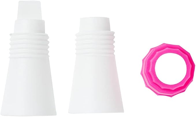 Restaurantware COUPLER ONLY: Pastry Tek 1.1 x 2.4 Inch Swirl Coupler 1 Durable Tip Coupler - Dual Tone Piping Bag Sold Separately Pink & White Plastic Icing Tip Coupler For 0.7 to 1 Inch Tips