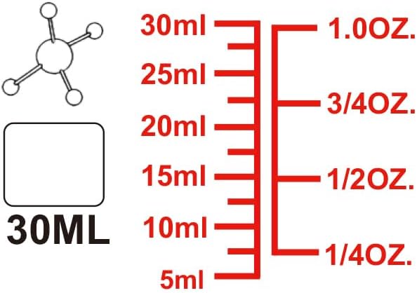 High Borosilicate Glass Measuring Cup-V-Shaped Spout，Glass Measuring Beaker for Kitchen or Restaurant, Easy to Read, 30 ML (1 Oz)-Pack of 2