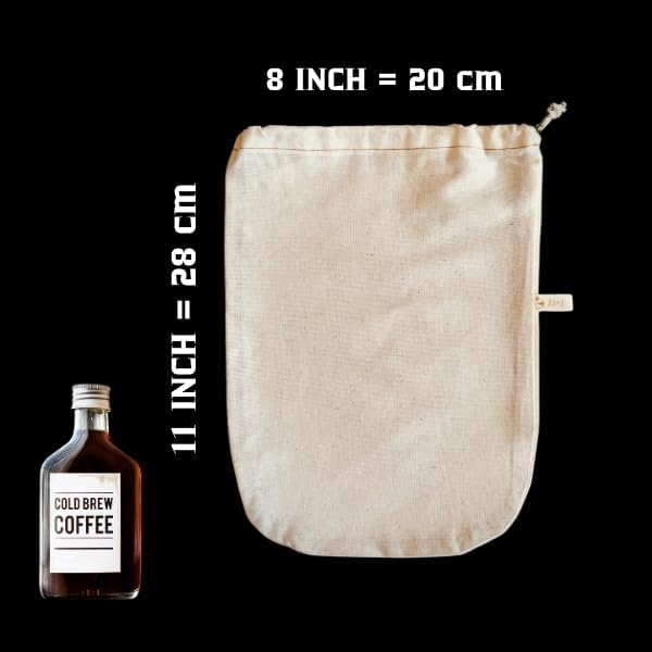 (2 pack) Organic Cotton Cold Brew Coffee Bag (8x11in) - Reusable Coffee Filter with EasyOpen Drawstring, Designed for Pitchers, Mason Jars, & Toddy Systems (2 pack)