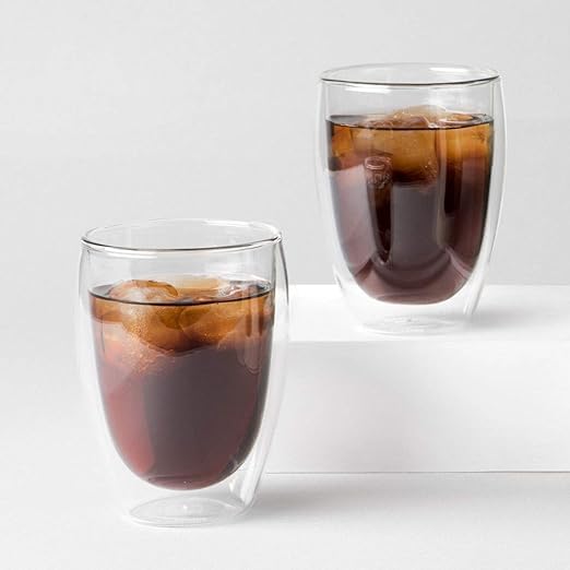 Bodum 12oz Pavina Double Wall Insulated Tumbler, High-Heat Borosilicate Glass, Set of 6, Clear