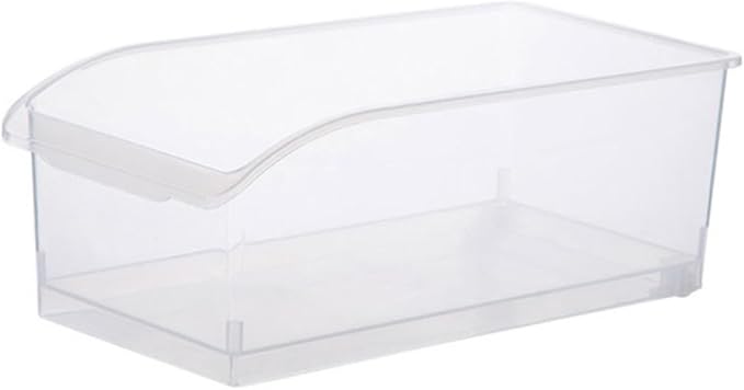 FAVOMOTO 2pcs Clear Refrigerator Organizer Bins with Design Transparent PP Plastic Storage Containers for Kitchen Pantry Fridge Cupboard Easy Pull Handles Water-repellent Surface