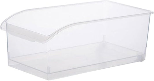 FAVOMOTO 2pcs Clear Refrigerator Organizer Bins with Design Transparent PP Plastic Storage Containers for Kitchen Pantry Fridge Cupboard Easy Pull Handles Water-repellent Surface