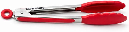 9-Inch Silicone Kitchen Tongs – Heat Resistant Silicone Tips, Stainless Steel Cooking Tongs with Locking Ring – Small Tongs for Cooking, Grilling, BBQ, Serving, Salad & Pasta