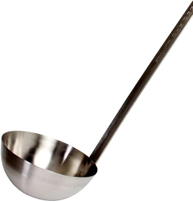 TrueCraftware- 8 oz Stainless Steel Ladle with Long Hooked Handle- Kitchen Ladle Best Kitchen Accessories for Cooking and Serving Spoon for Soup Chili Gravy Salad Dressing and Pancake Batter