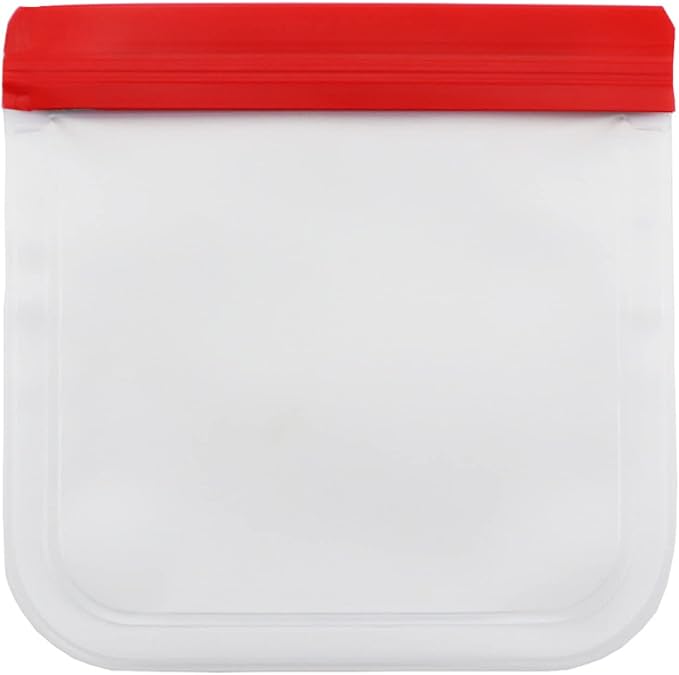 Food Storage Bag Red Silicone Food Bag Reusable Fresh-Keeping Bag Fruit Vegetable Sealed Bag Leak-Proof Ziplock Bag 5pcs 28X27cm