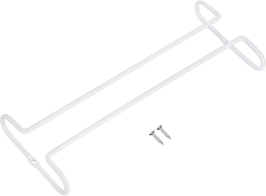 uxcell Wine Glass Rack Under Cabinet, 1pcs 10-Inch Stemware Wine Glass Hanging Rack Stainless Steel Wine Glass Organizer Storage Hanger for 5mm Stemware Column, White