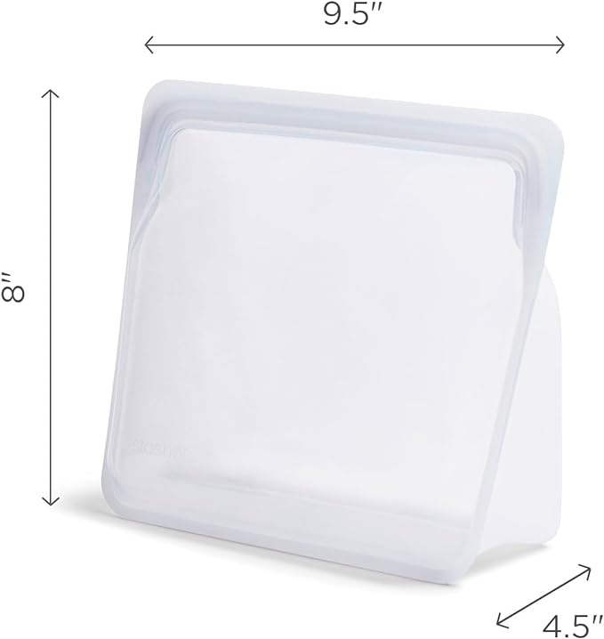 Stasher Silicone Reusable Storage Bag, Stand-Up Mega Bag, Reusable Freezer Bags, Microwave, Dishwasher, Oven Safe, Sous Vide, Premium Lunch Container, Eco Friendly, Food Storage Bags, 104 oz, Clear