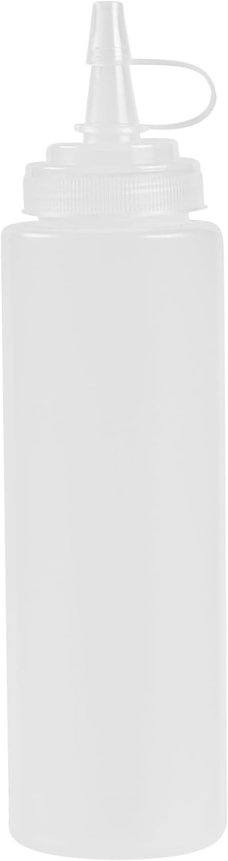Restaurantware Plastic Squeeze Bottle 8 oz Wide Mouth Condiment Bottle With Cap Reusable Dishwashable Clear Sauce Dispenser For Syrups, Ketchup, Mustard, Oil, Dressing, Honey, Art And Craft