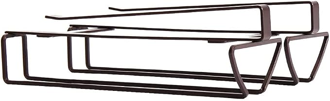 Hanging Wine Glass Holder Rack with 2 Rows, Nails-Free Under Cabinet Stemware Rack, Holds up to 8 Glasses, Glasses Storage Hanger for Home Kitchen Décor-Iron
