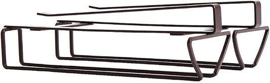 Hanging Wine Glass Holder Rack with 2 Rows, Nails-Free Under Cabinet Stemware Rack, Holds up to 8 Glasses, Glasses Storage Hanger for Home Kitchen Décor-Iron