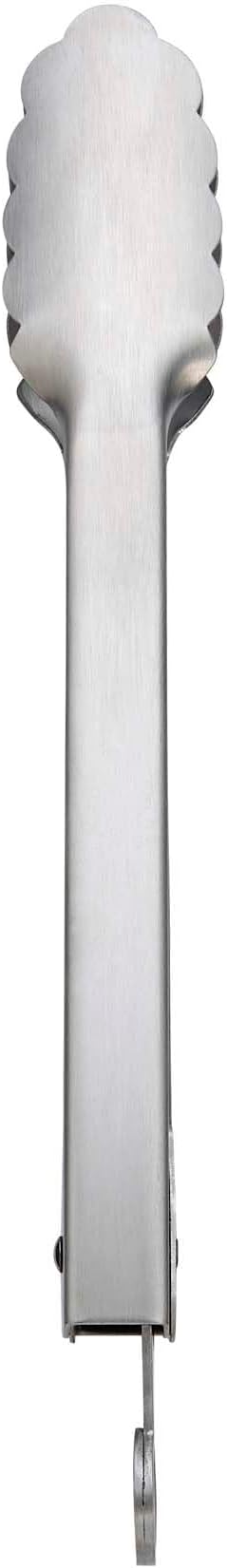 HIC Kitchen Spring Locking Kitchen Cooking Serving Tong, Scalloped Gripping Edge, Stainless Steel, 10-Inch, Set of 2