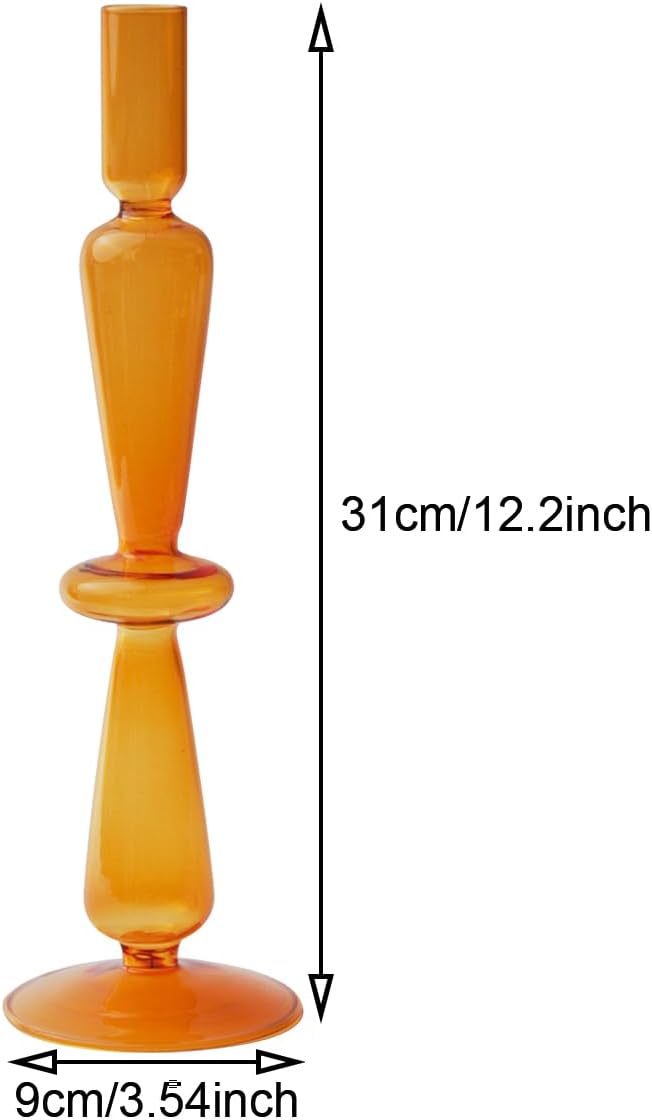 Colorful Glass Candle Holder Transparent Flower Vase Candlestick Holder Wedding Home Decor, B-Yellow