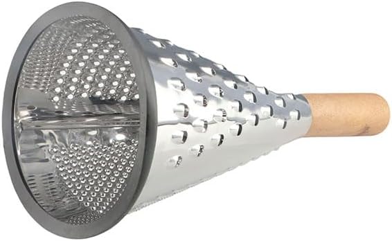 Stainless Steel Cheese Grater - Cone 3 Sided | Three Sides for Coarse, Medium and Fine Grating. Also Suitable as a Lemon & Lime Zester