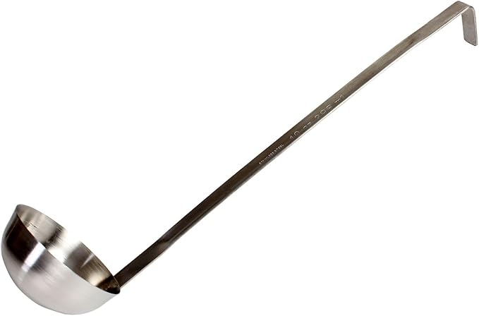 TrueCraftware- 10 oz Stainless Steel Ladle with Long Hooked Handle- Kitchen Ladle Best Kitchen Accessories for Cooking and Serving Spoon for Soup Chili Gravy Salad Dressing and Pancake Batter