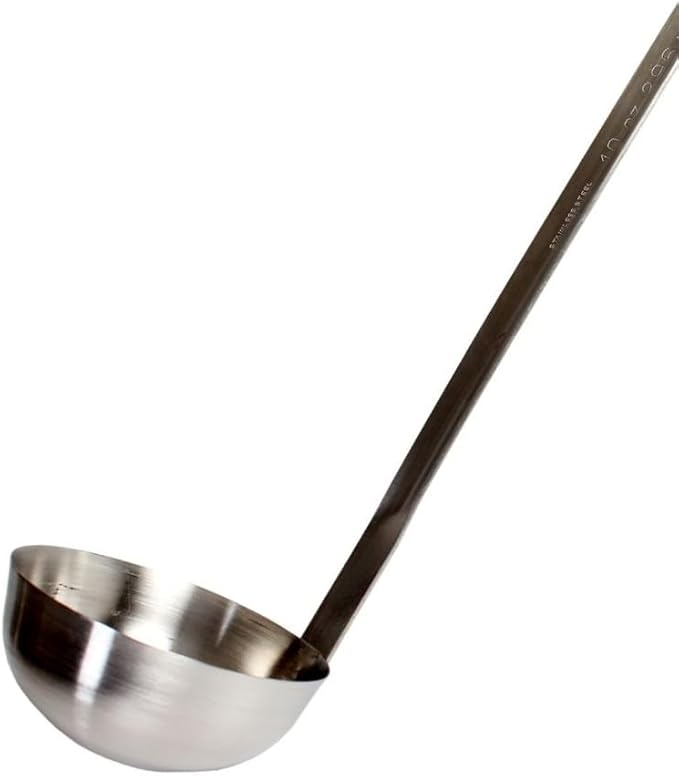 TrueCraftware- 10 oz Stainless Steel Ladle with Long Hooked Handle- Kitchen Ladle Best Kitchen Accessories for Cooking and Serving Spoon for Soup Chili Gravy Salad Dressing and Pancake Batter