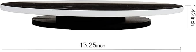 Hanna Roberts Lazy Susan Kitchen Turntable for Pantry Cabinet or Table, 14" (Black Brown White Stripe Design)