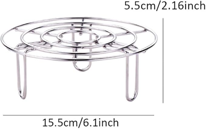 Steam Rack, Stainless Steel Round Steaming Rack Stand, Cooling Rack Trivet, Wire Steamer Kettle Racks Holder, Pot Steamers Insert Food Stand, Cooking Steaming Baking Stand (15.5cm/6.1in)