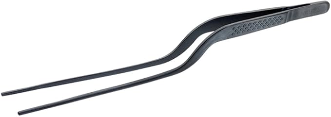 Mercer Culinary 18-8 Stainless Steel Precision Plus Chef Plating Tong, Offset, 7-7/8 Inch Tip, Matte Black
