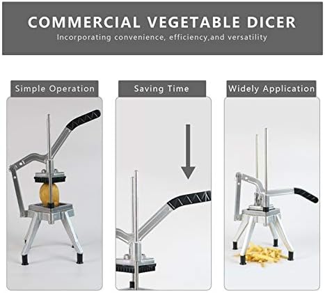 French Fry Cutter for Potatoes, Commercial Vegetable Fruit Chopper with 1/2-Inch, 3/8-Inch, 1/4-Inch Blades, Professional Food Dicer Onion Slicer Stainless Steel For Tomato Peppers Potato Mushroom