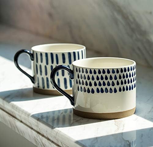 Koja 16 oz. Elegant Hand Painted Decorative Large Porcelain Ceramic Mug Set. 4 Decorative Mugs. Colorful Gift Pack. Impress & Entertain Family & Guests. Dishwasher Microwave Safe.