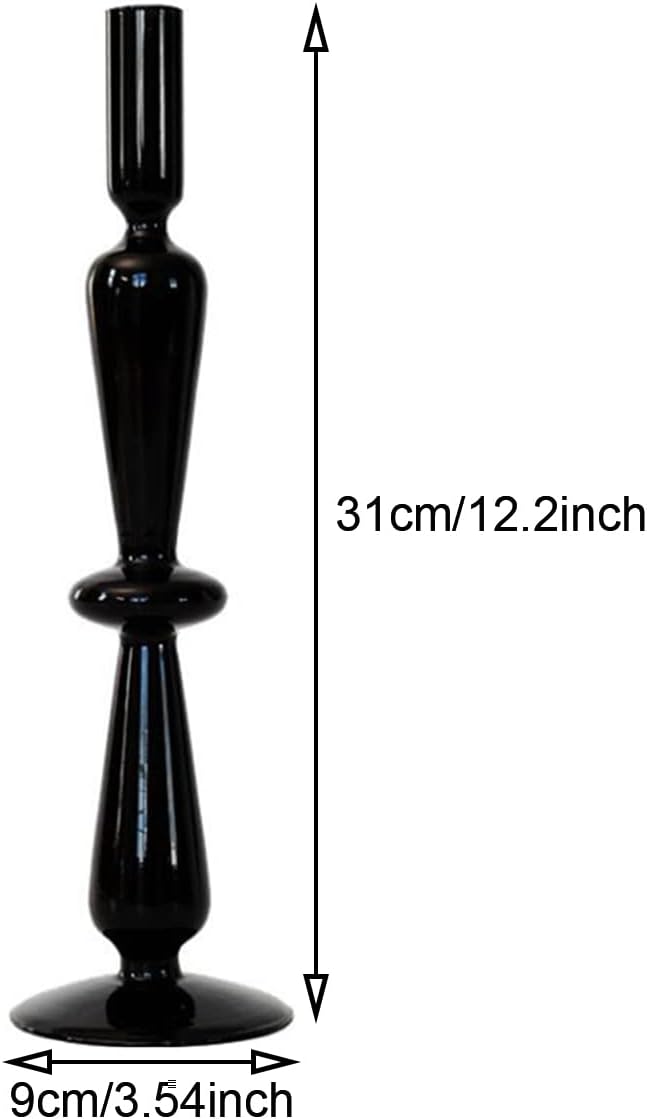 Colorful Glass Candle Holder Transparent Flower Vase Candlestick Holder Wedding Home Decor, B-Black