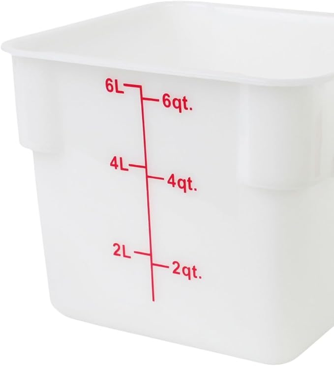 TrueCraftware- 6 Qt. Polypropylene Square Food Storage Container White- Commercial Food Storage Containers Meal Prep Containers Reusable Food Containers for Pantry Kitchen Storage Organization
