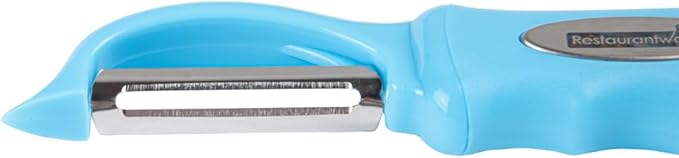 Restaurantware Comfy Grip 7.5 Inch Vegetable Peeler 1 Durable Potato Peeler - Sharp Swivel Blade Ambidextrous Handle Blue Stainless Steel Veggie Peeler Built-In Blemish Remover