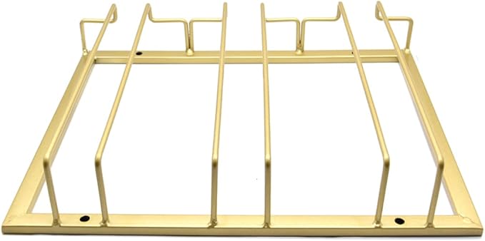 Hoshen Goblet Wine Glass Rack, 11.8 inches Under Cabinet Wine Wine Glass Rack, Glass Storage Rack, Bar Hanging Wine Wine Glass Rack, (3 Rows) Gold