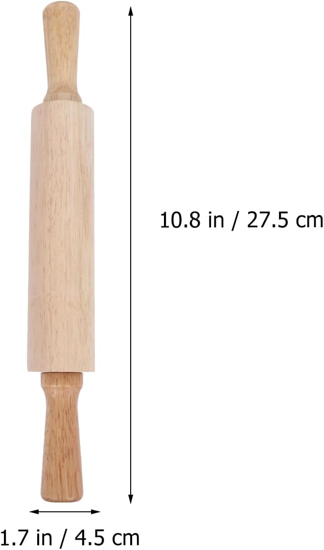 PRETYZOOM Wooden Rolling Pin 10.82In Dough Pastry Roller for Fondant Cake Noodle Baking Kitchen Supplies Small Size for Home and Professional Use