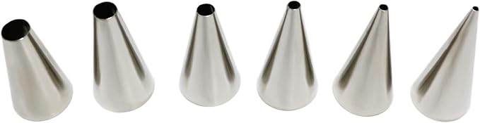 6pcs Round Piping Nozzles Set Stainless Steel Icing Piping Tips 6 Sizes Frosting Tips for Pastry, Dessert, Cake Decorating Supplies Baking Set Tools