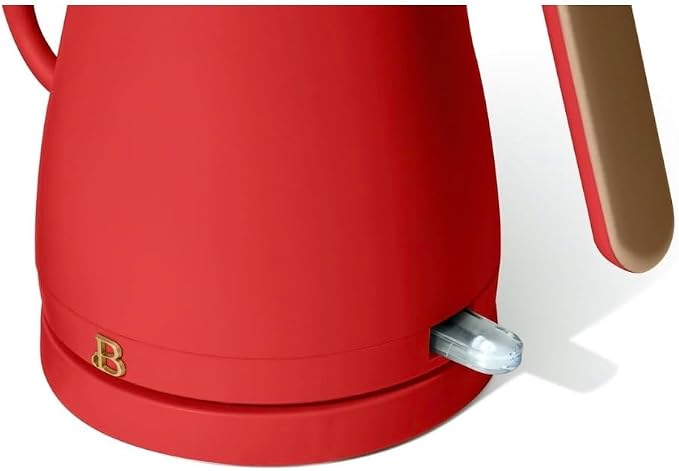 Beautiful Electric Gooseneck Kettle, 1 Liter, 1200W, Stainless Steel Interior, Fast Boil, Precision Pour Spout, Auto Shut-Off & Boil-Dry Protection (Red)