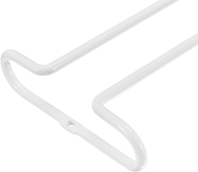 uxcell Wine Glass Rack Under Cabinet, 2Pcs 10-Inch Stemware Wine Glass Hanging Rack Stainless Steel Wine Glass Organizer Storage Hanger for 5mm Stemware Column, White