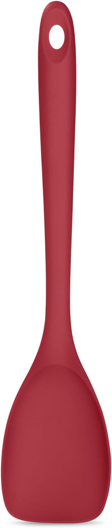 600ºF Heat Resistant Spatula Spoon: U-Taste Flexible Silicone Cooking Scoop Spoonula, Serving Mixing Scraping Food in Non-Stick Pan Cookware, Seamless Multifunctional Kitchen Utensil (Red)