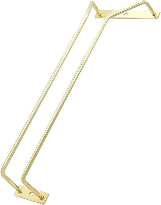 30.5cm Wine Glass Rack - Under Cabinet Stemware Wine Glass Holder Glasses Storage Hanger Metal Organizer for Bar Kitchen, Gold Finish (1 Rows, 1 Pack)