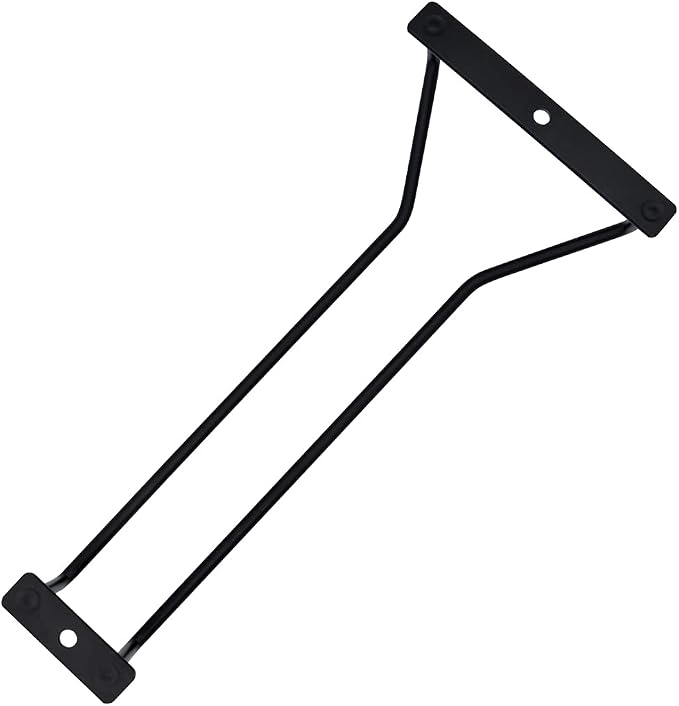 9.6-Inch Wine Glass Rack - Under Cabinet Stemware Wine Glass Holder Glasses Storage Hanger Metal Organizer for Bar Kitchen Black (1 Rows, 3 Pack)
