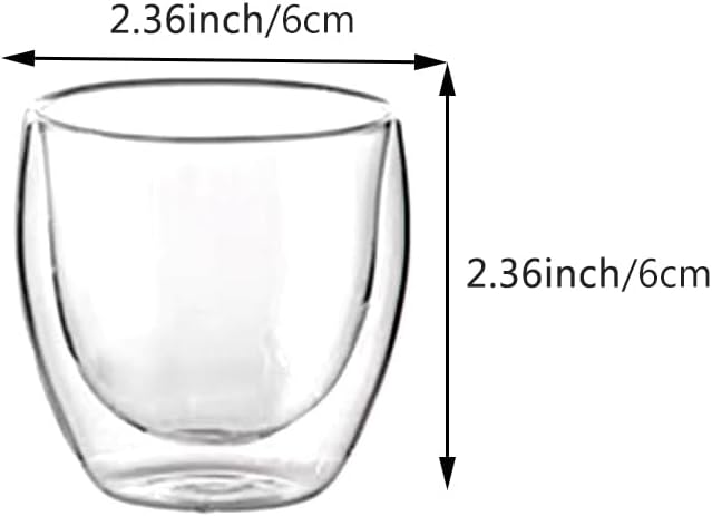 6pcs Double Walled Espresso Cups 2.7 Ounce Clear Expresso Coffee Mugs Espressos Shot Glasses Small Demitasse Cups for Espressos Machine(COLOR:Clear)