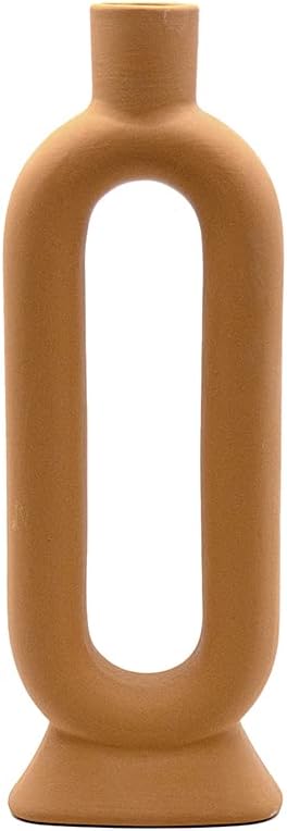 Koyal Wholesale Ceramic Abstract Taper Candle Holders for Candlesticks, Set of 3 - Matte Terracotta