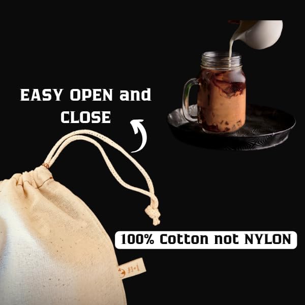 (2 pack) Organic Cotton Cold Brew Coffee Bag (8x11in) - Reusable Coffee Filter with EasyOpen Drawstring, Designed for Pitchers, Mason Jars, & Toddy Systems (2 pack)