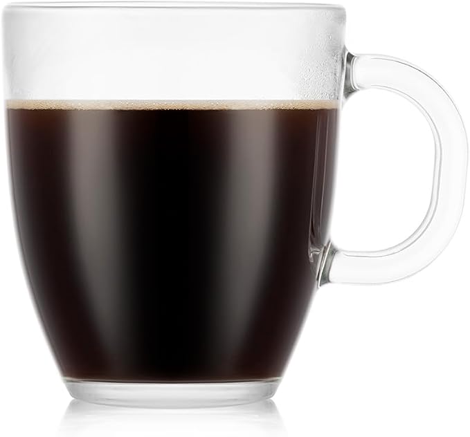 Bodum 12oz Bistro Coffee Mug Single-Wall Tempered Glass, 2 Pack, Clear | Single-Wall