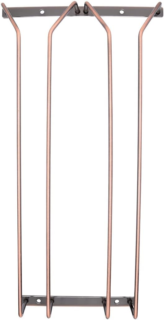 40.5cm Copper Wine Glass Rack, Stemware Rack, Wire Hanging Rack, Under Cabinet Metal Wine Glass Holder (2 Rows, 1 Pack)