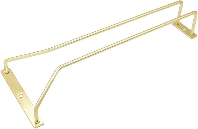12-Inch Gold Wine Glass Rack, Under Cabinet Wine Glass Holder Stemware Rack - Hanging Stemware Holder for Cabinet Kitchen Bar, Set of 3