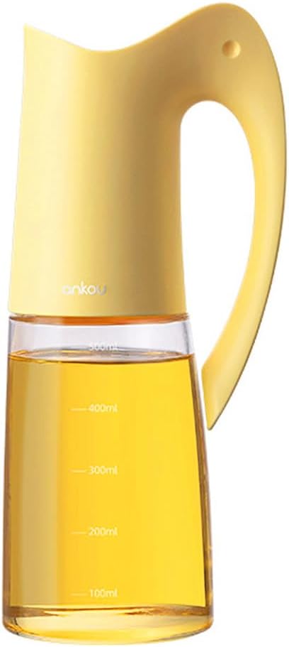 Ankou Olive Oil Dispenser Bottle-20oz 580ml Auto Flip Lid Glass Oil Bottle, Vinegar Condiment Storage Container with Scale, High Borosilicate Glass, Non-Drip Spout, Leakproof, for Kitchen Cooking
