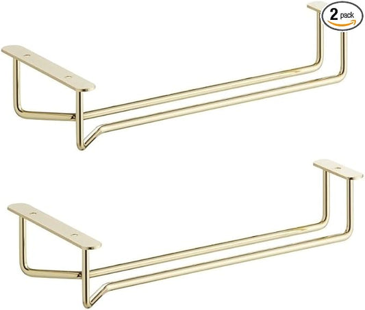 Soro Essentials Set of 2 Brass Plated 10" Glass Hangers, Rust Resistant