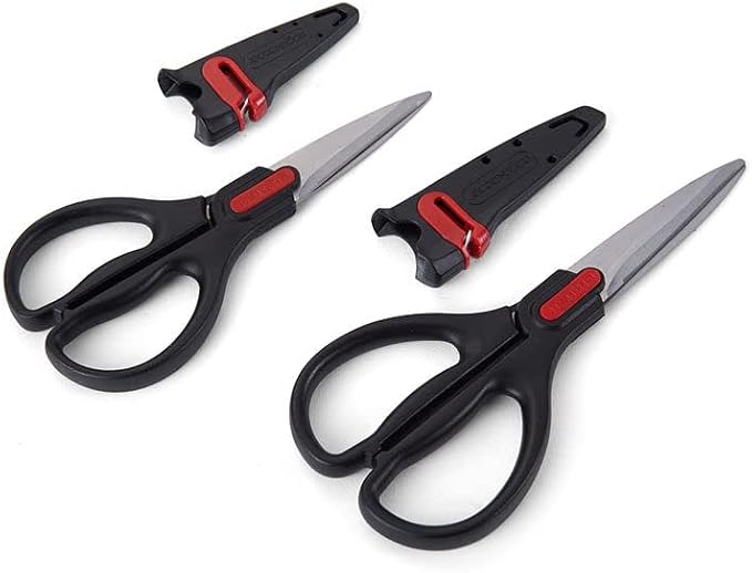 Farberware 2-Piece Kitchen Shears Set with Self-Sharpening Edgekeeper Sheaths, High Carbon Stainless Steel All-Purpose and Utility Scissors for Food, Poultry, Herbs, and More