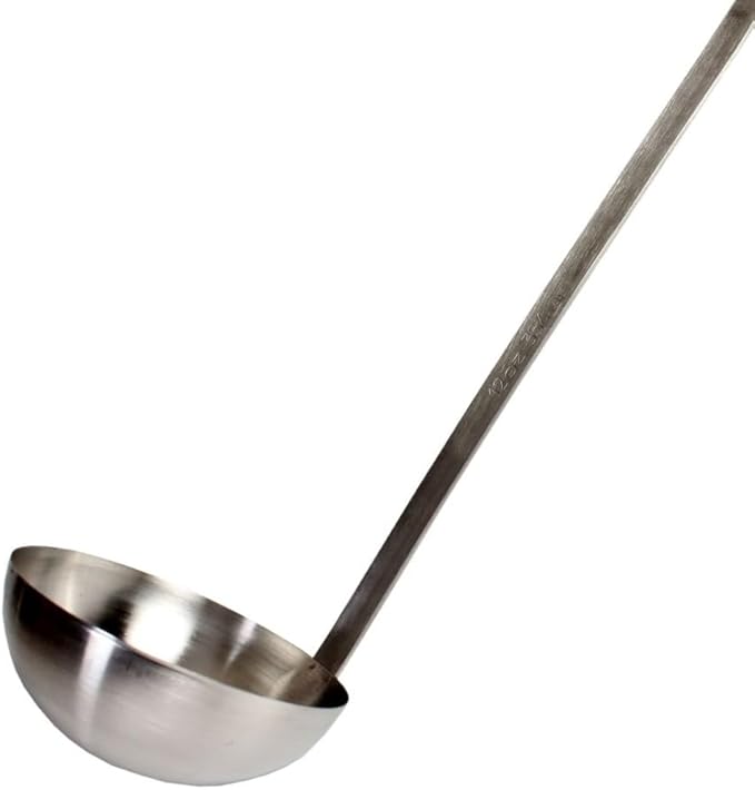 TrueCraftware- 12 oz Stainless Steel Ladle with Long Hooked Handle- Kitchen Ladle Best Kitchen Accessories for Cooking and Serving Spoon for Soup Chili Gravy Salad Dressing and Pancake Batter